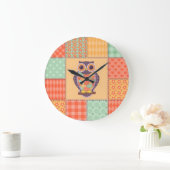 Patchwork Uil  Naadloos Patroon Grote Klok (Huis)