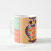 Patchwork Uil Naadloos Patroon Koffiemok (Voorkant links)