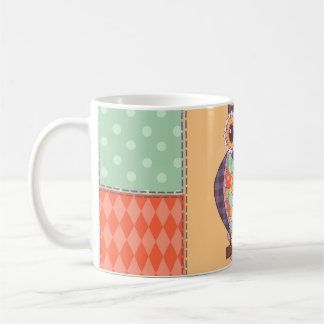 Patchwork Uil Naadloos Patroon Koffiemok