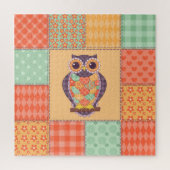 Patchwork Uil  Naadloos Patroon Legpuzzel (Verticaal)