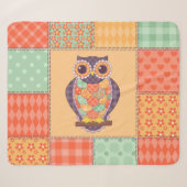 Patchwork Uil Naadloos Patroon Sherpa Deken (Voorkant (horizontaal))