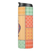 Patchwork Uil Naadloos Patroon Thermosbeker (Geroteerd rechts)