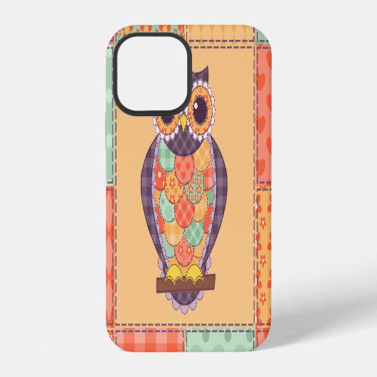 Patchwork Uil Vintage Naadloos Patroon iPhone Hoesje (Achterkant)