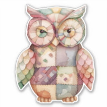 Patchwork Uil Vogel Sticker