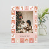 Patchwork Vakantie Motief Foto Vakantie Kaart (Staand voorkant)