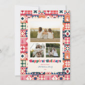Patchwork Vakantie Multicolor Drie Foto Feestdagenkaart (Voorkant)