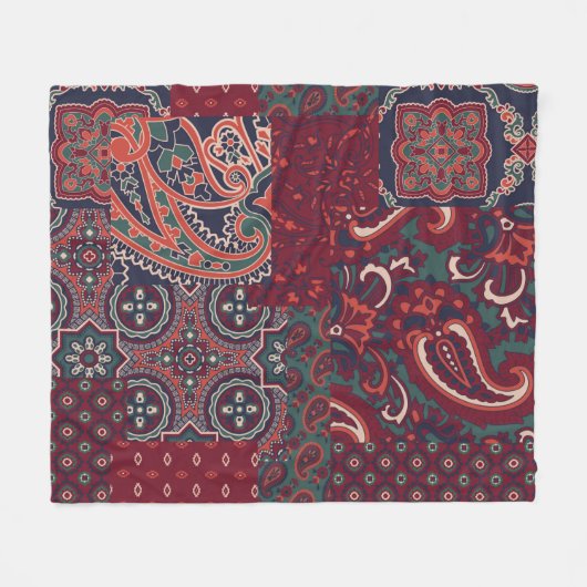 patchwork van cashmere paisleyzijde abstract vi fleece deken (Voorkant (Horizontaal))