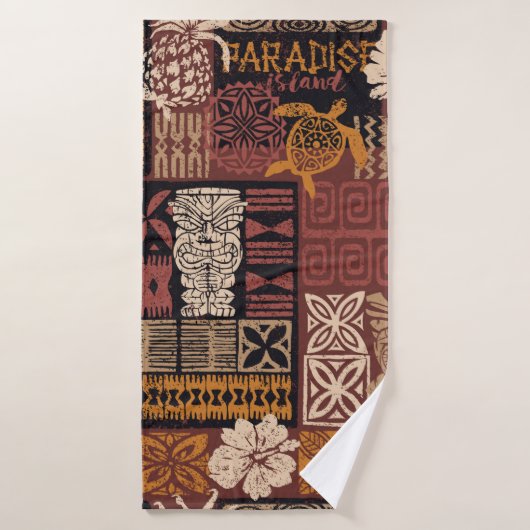 Patchwork van Hawaiiaanse stijl tribale motieven Badhanddoek (Badhanddoek)
