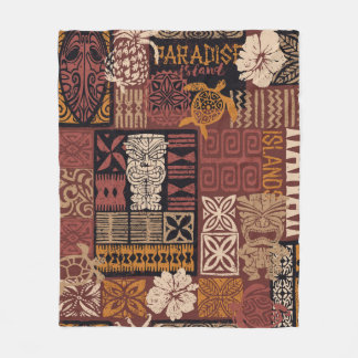 Patchwork van Hawaiiaanse stijl tribale motieven Fleece Deken