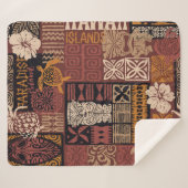 Patchwork van Hawaiiaanse stijl tribale motieven Sherpa Deken (Voorkant (horizontaal))