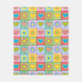Patchwork van Liefdesbloesem en harten Fleece Deken (Voorkant)