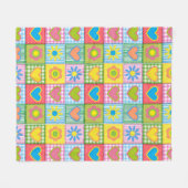 Patchwork van Liefdesbloesem en harten Fleece Deken (Voorkant (Horizontaal))