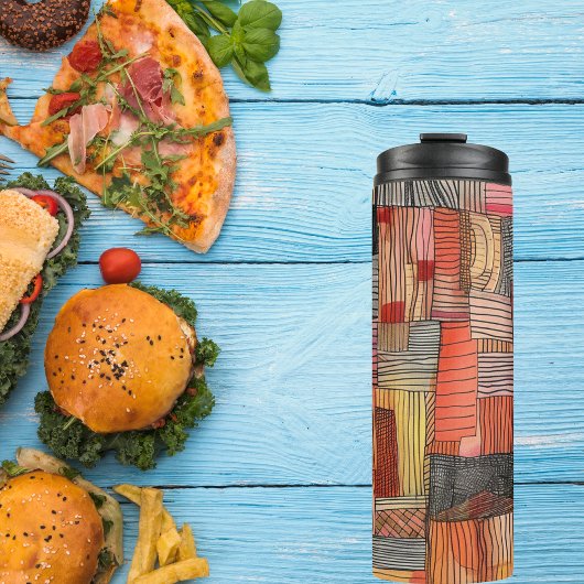 Patchwork van lijnen en kleuren 20 oz Tumbler Thermosbeker