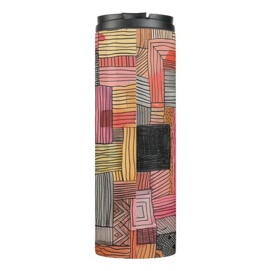 Patchwork van lijnen en kleuren 20 oz Tumbler Thermosbeker (Achterkant)