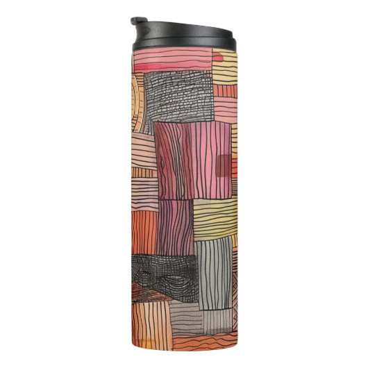 Patchwork van lijnen en kleuren 20 oz Tumbler Thermosbeker (Geroteerd rechts)