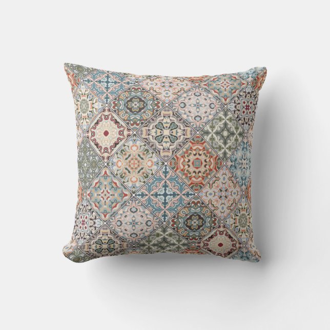 Patchwork van vierkante pleisters kussen (Voorkant)
