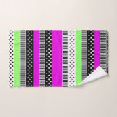 Patchwork van zwart-wit en neon strepen bad handdoek (Handdoek)