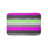 Patchwork van zwart-wit en neon strepen badmat (Voorkant)