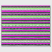 Patchwork van zwart-wit en neon strepen cadeaupapier (Vlak)