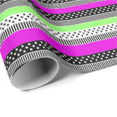 Patchwork van zwart-wit en neon strepen cadeaupapier (Rol Hoek)