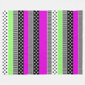 Patchwork van zwart-wit en neon strepen fleece deken (Voorkant (Horizontaal))