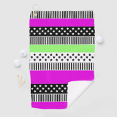 Patchwork van zwart-wit en neon strepen golfhanddoek (Insitu)