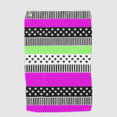 Patchwork van zwart-wit en neon strepen golfhanddoek (Voorkant)