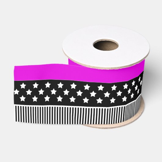 Patchwork van zwart-wit en neon strepen grosgrain lint (Spoel)