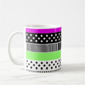 Patchwork van zwart-wit en neon strepen koffiemok (Links)