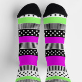 Patchwork van zwart-wit en neon strepen sokken (Top)