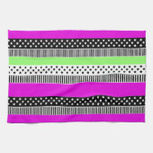 Patchwork van zwart-wit en neon strepen theedoek (Horizontaal)