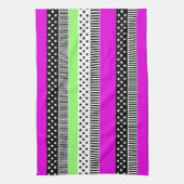 Patchwork van zwart-wit en neon strepen theedoek (Verticaal)