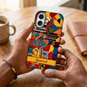 Patchwork Verjaardagscadeau voor oudere Afro-Ameri iPhone 16 Hoesje