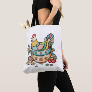 Patchwork Vintage Hen Gequilteerde Kip Zuinig Tote Bag