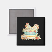 Patchwork vintage kip quilted kip pyrex magneet (Voorkant / Achterkant)