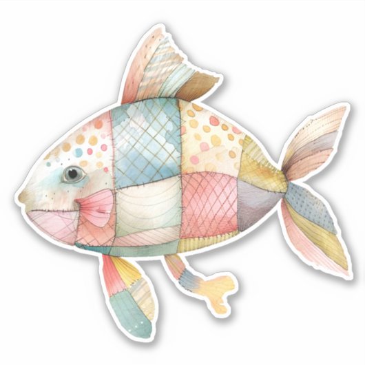 Patchwork Vis Sticker (Voorkant)