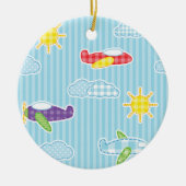 Patchwork Vliegtuigen Keramisch Ornament (Voorkant)