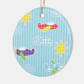 Patchwork Vliegtuigen Keramisch Ornament (Links)