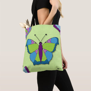 patchwork vlinder tote bag