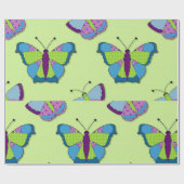 Patchwork Vlinderpatroon op Groen Cadeaupapier (Vlak)
