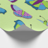 Patchwork Vlinderpatroon op Groen Cadeaupapier (Hoek)