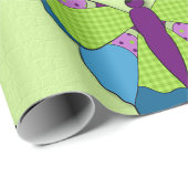 Patchwork Vlinderpatroon op Groen Cadeaupapier (Rol Hoek)