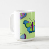 Patchwork Vlinderpatroon op Groen Koffiemok (Voorkant links)