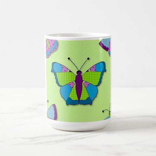 Patchwork Vlinderpatroon op Groen Koffiemok