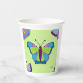Patchwork Vlinderpatroon op Groen Papieren Bekers (Voorkant)