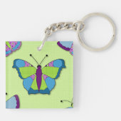 Patchwork Vlinderpatroon op Groen Sleutelhanger (Achterkant)