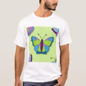 Patchwork Vlinderpatroon op Groen T-shirt (Voorkant)