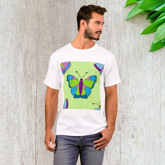 Patchwork Vlinderpatroon op Groen T-shirt