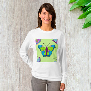 Patchwork Vlinderpatroon op Groen T-shirt