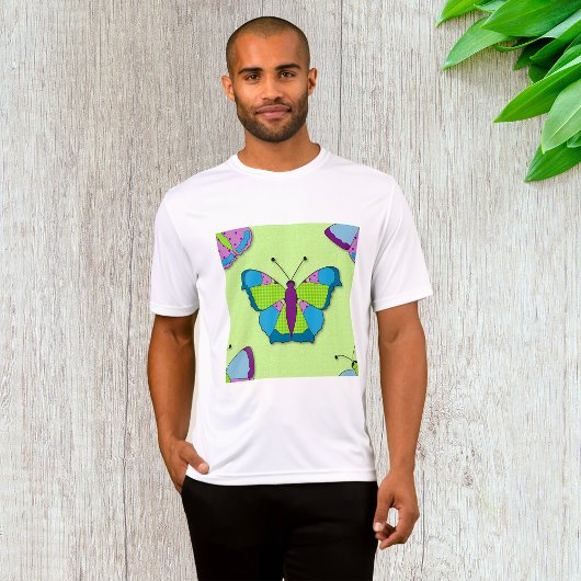 Patchwork Vlinderpatroon op Groen T-shirt